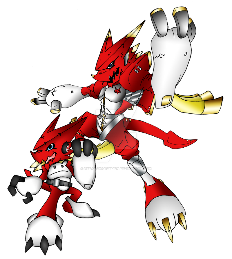 Digimon Data Fusion  Shoutmon_and_supershoutmon_by_neoarchangemon-d4wfm2t