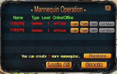 Mannequin function / making other accounts in YOUR account Operation