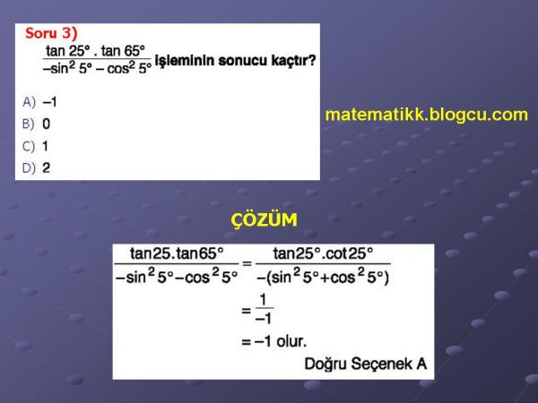 Trigonometri Çözümlü soruLar Slayt3