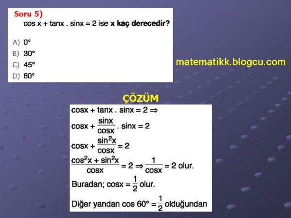 Trigonometri Çözümlü soruLar Slayt5