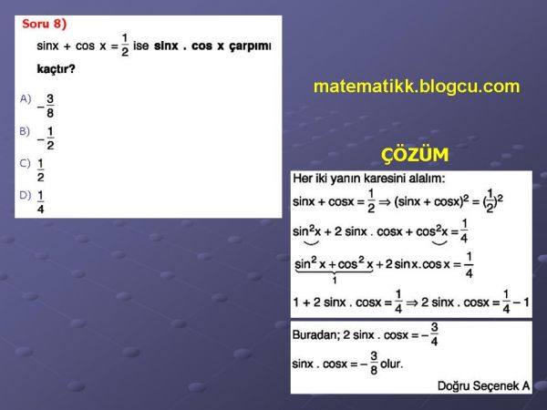 Trigonometri Çözümlü soruLar Slayt8