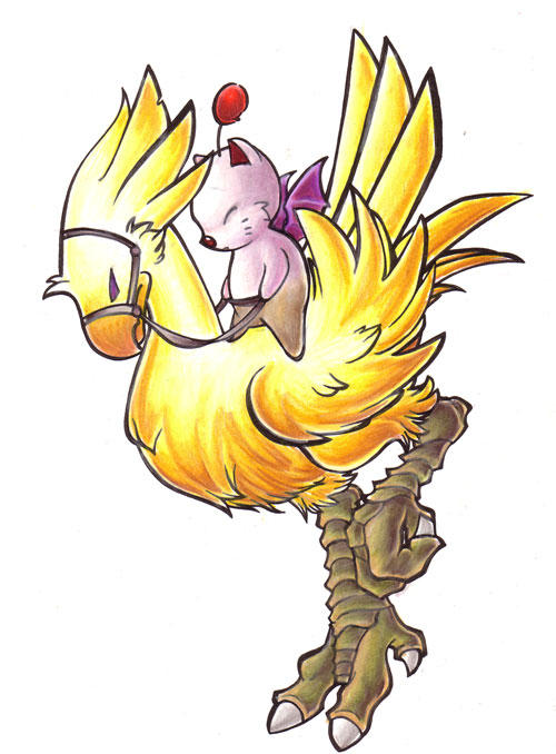 Chocobo Knight (Final Fantasy) Discussion: The mascots of Final Fantasy join as one! Chocobo_riding_moogle_by_lizspit