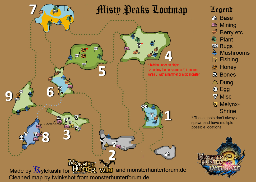 [ MH3U ] Pics brumeux Mistypeakslootmap