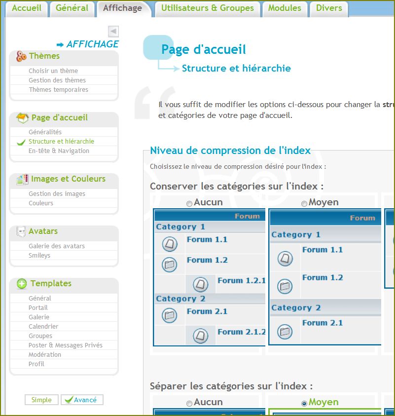 Apparence et hierarchie des Catégories et Forums Hierar-1f4a667