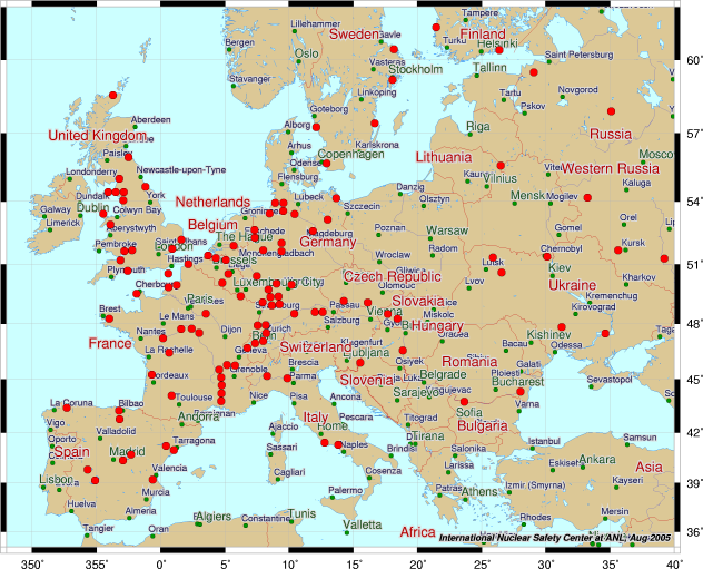  - Cartes des sites nucléaires en France dispersion par les vents R-acteurs-nucl-aires-europe-255165a