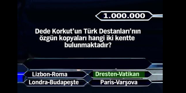 Kim Milyoner Olmak İster yarışmasında 15'inci soru 1 milyon liralık büyük ödülün kazanıldığı soru. 1milyon6_640