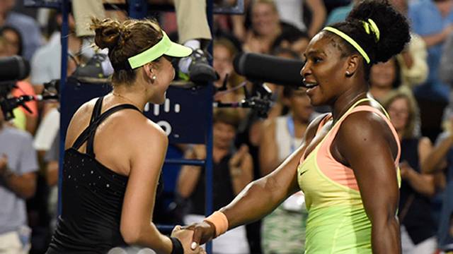 Kadınlar dünya sıralamasının 20. sırasındaki Belinda Bencic, Rogers Tenis Kupası'nda karşılaştığı 21 grand slam şampiyonluğu bulunan dünya 1 numarası Serena Williams'ı 3-6, 7-5 ve 6-4'lık setlerle 2-1 yenerek finale çıktı. Serena-640