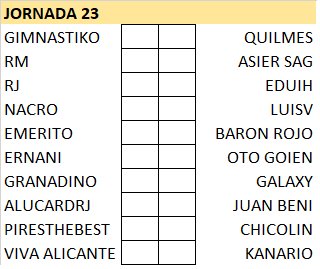 :: Pronósticos Jornada 23 (6-7 Febrero) :: 1umEcs5