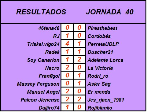 Resultados y Clasificación Jornada 40 HUljV5z