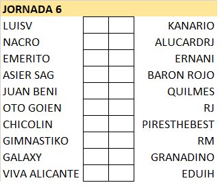 :: Pronósticos Jornada 6 (28-29 Octubre) :: INTERSEMANAL I56bcts