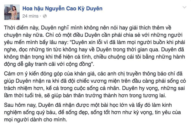 [FACEBOOK] HH Kỳ Duyên công khai xin lỗi vì hút thuốc nơi công cộng 20160711165013-ava