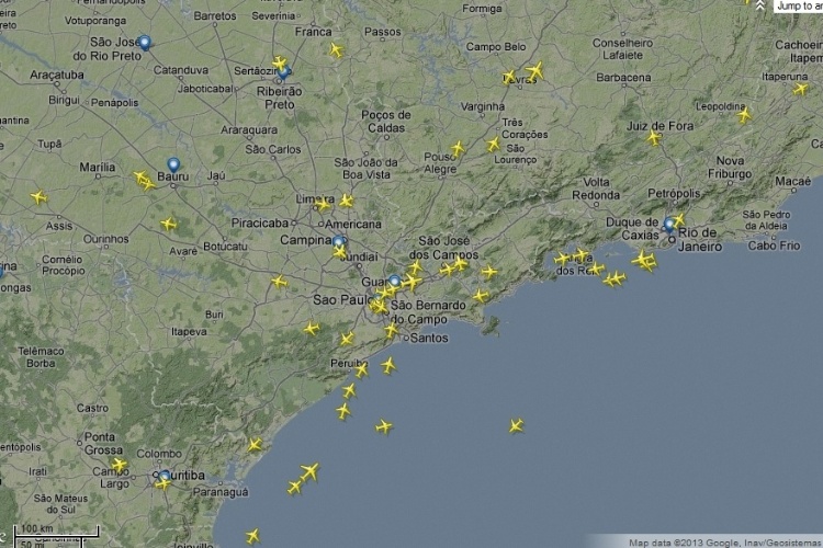 Flightradar24: Monitoramento do tráfego aéreo em tempo real Flightradar24-mostra-aeronaves-sobrevoando-espaco-aereo-do-sul-e-sudeste-brasileiro-1363387884691_750x500