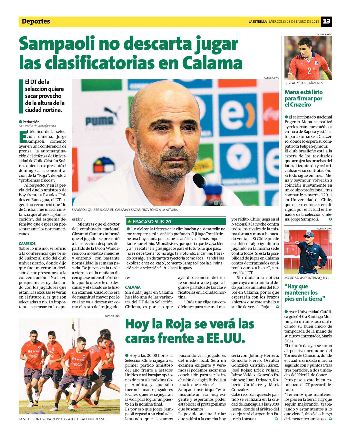 SAMPAOLI NO DESCARTA JUGAR CLASIFICATORIAS EN CALAMA 28_01_15_pag_13-1440