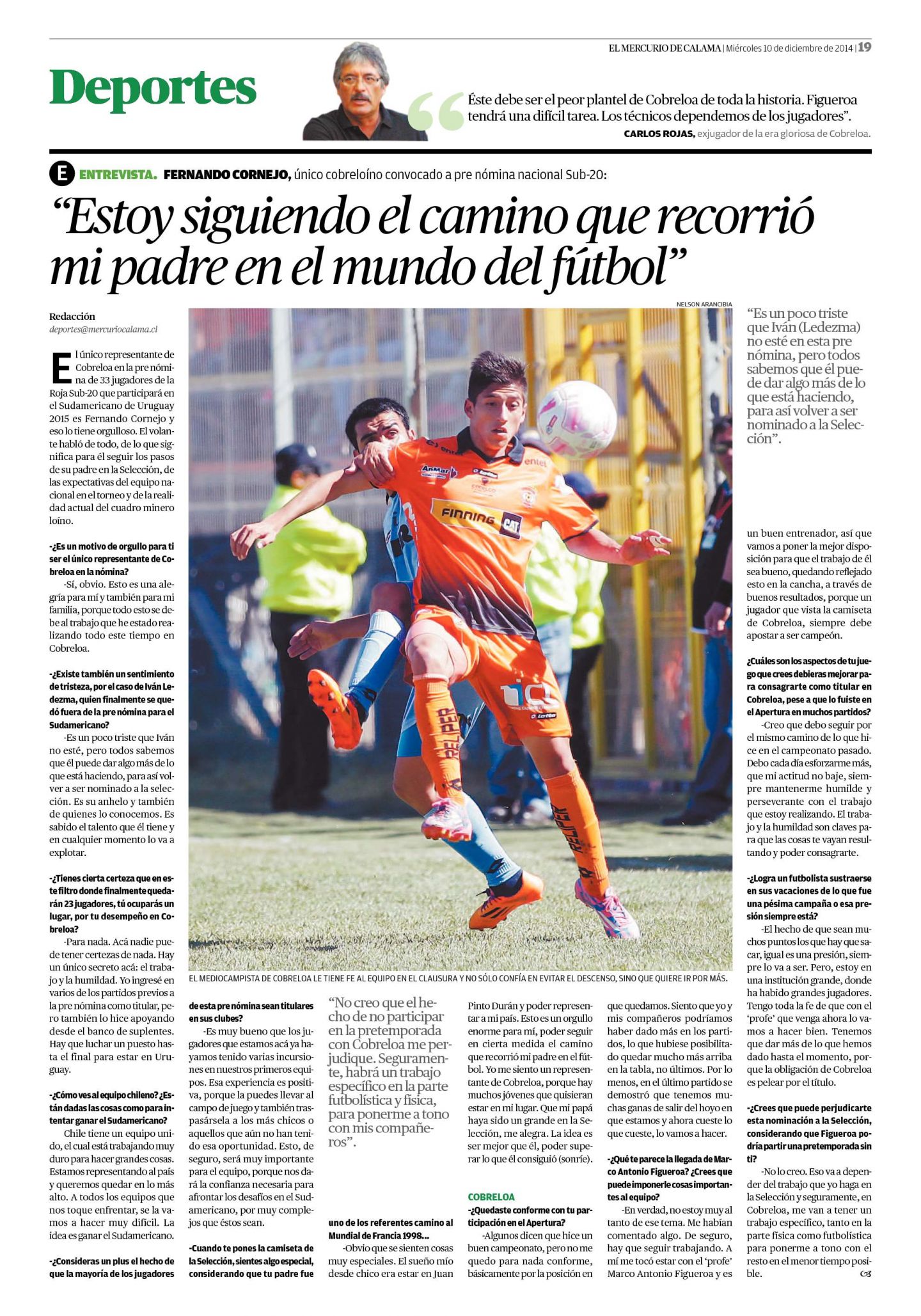 Fernando Cornejo M.: "Estoy siguiendo el camino que recorrió mi padre en el mundo del fútbol" 10_12_14_pag_19-1440