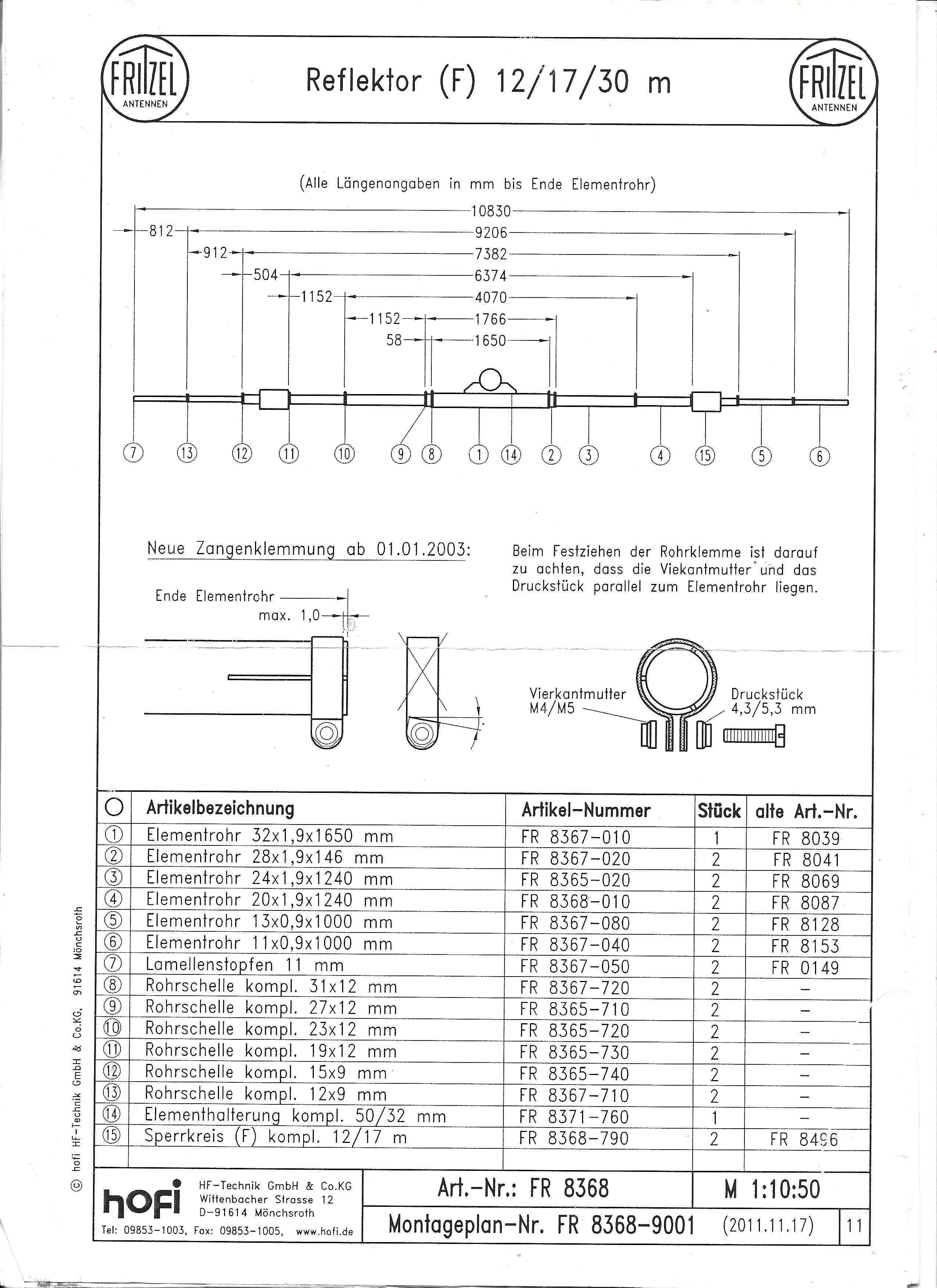 Antenne Beam Fritzel FB506 : Recherche des dimensions Fritzel-fb-dx-506-1