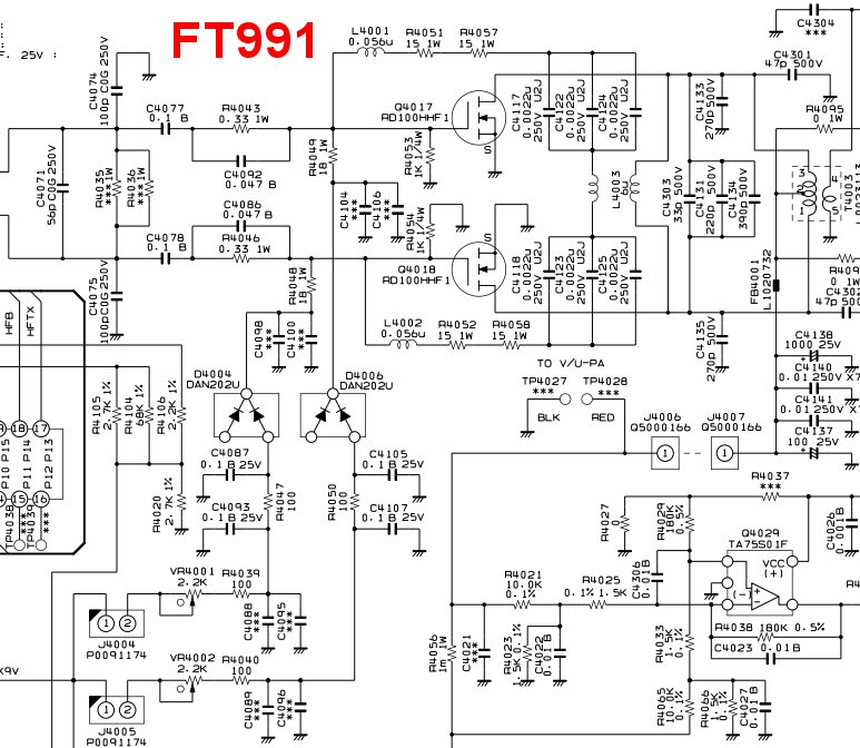 FT991 : Vérifier le courant de repos du PA (Transistors RD100HHF1) FT991-PA-sche