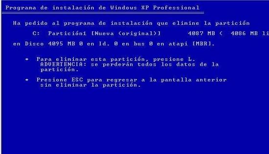 Formateo Windows XP, Windows Vista, Windows 7 Eliminarparticion