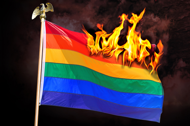Burn The Divisive Flag! Burning_rainbow_flag_rect
