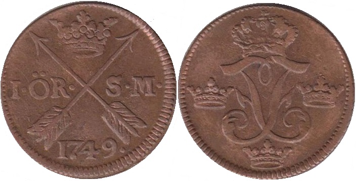 Suecia, 1 öre, 1741. C023