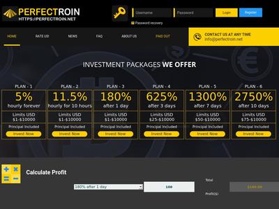 [SCAM] perfectroin.net - Min 1$ (hourly for 10 hours) RCB 80% Perfectroin.net