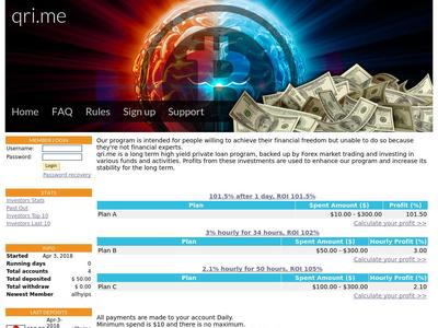 [SCAM] qri.me - Min 10$ (101.5% after 1 day) RCB 80% Qri.me