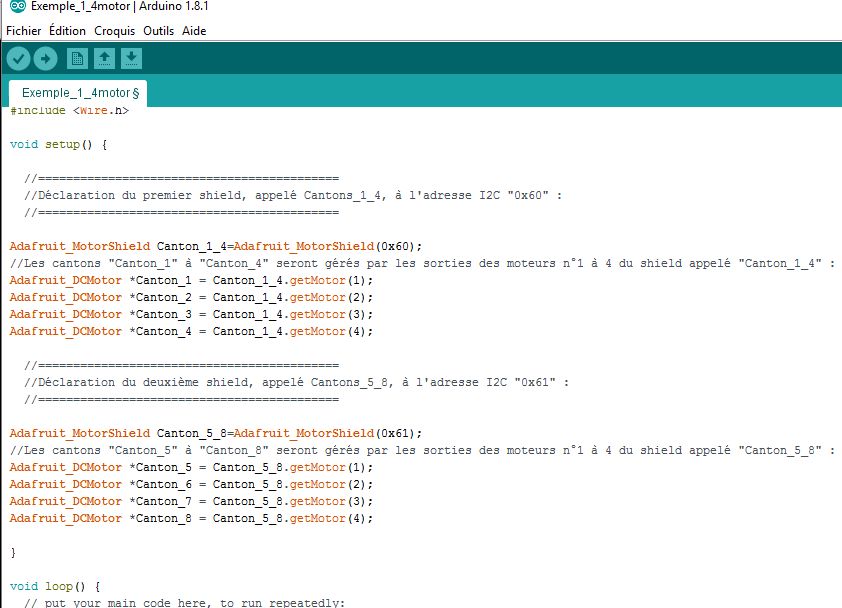 Shield 4 moteurs ADAFRUIT 1438 pour Arduino Editeur_Exemple_3