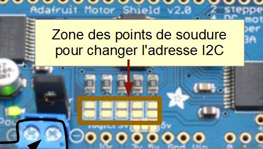 Shield 4 moteurs ADAFRUIT 1438 pour Arduino Zone_soudures_adresse