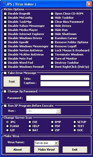 برنامج صانع الفيروسات!!! JPS Virus Maker VirusMaker