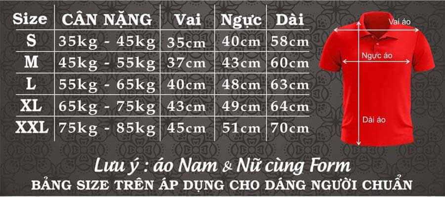 Xưởng May Áo Thun Đồng Phục Nhân Viên | Đồng Phục JK Bang-size-ao-thun-dong-phuc