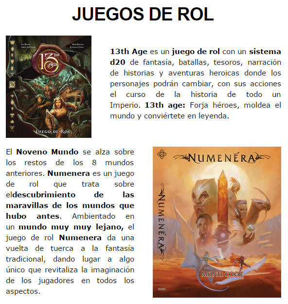 NOVEDADES Y PRE-VENTAS ENERO - JUEGOS DE LA MESA REDONDA Rol-enero2015-1