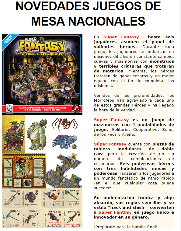 NOVEDADES Y PRE VENTAS SEPTIEMBRE 2014 - JUEGOS DE LA MESA REDONDA Super-fantasy