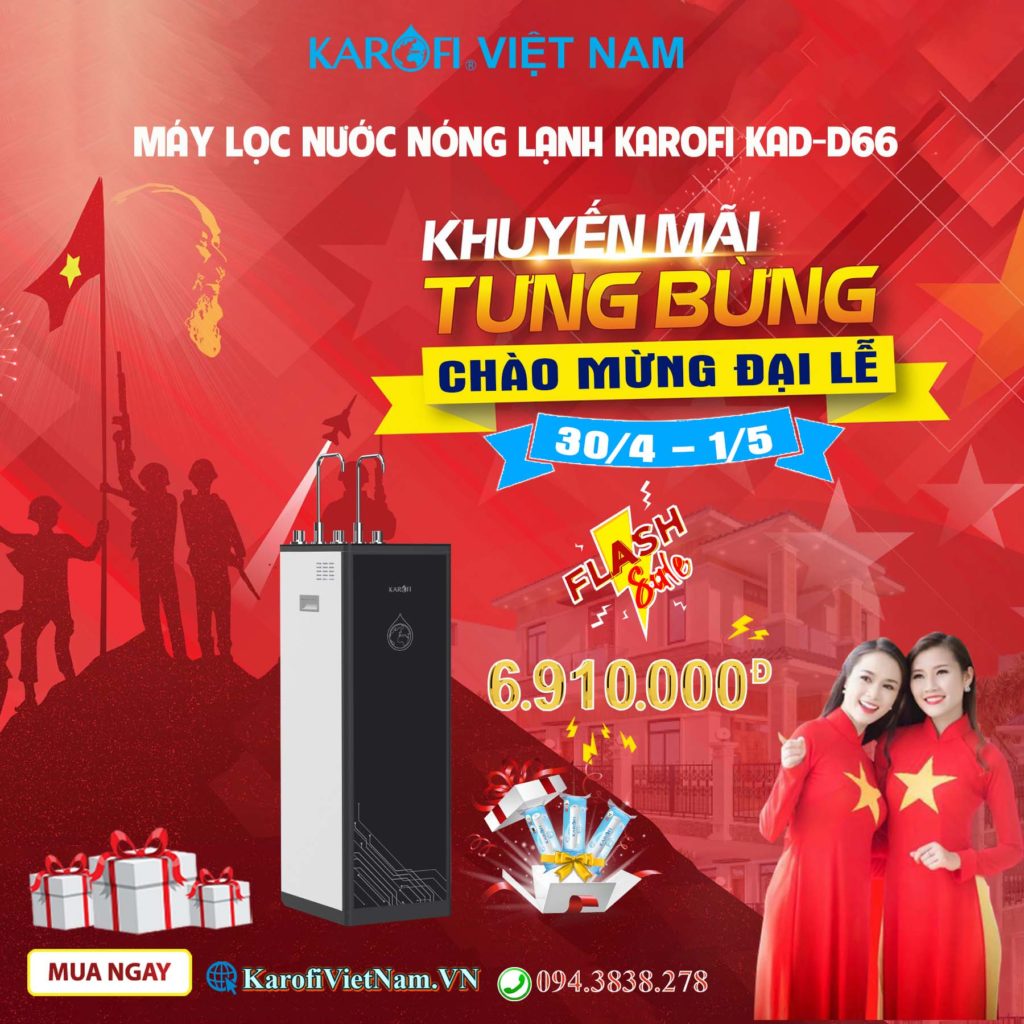 Mừng đại lễ - Ưu đãi 6,910,000VNĐ cho Máy lọc nước Nóng Lạnh Karofi KAd-D66 Karofivietnam.vn-khuyen-mai-tung-bung-chao-mung-dai-le-facebook-d66-1024x1024