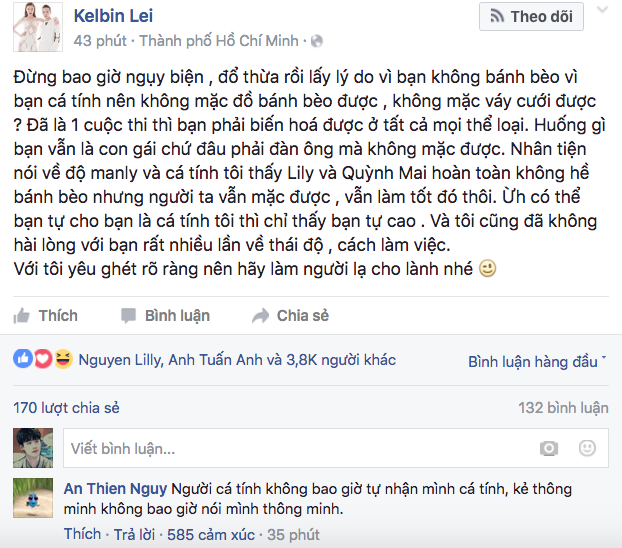 An Nguy công khai "đá xéo" thí sinh The Face: "Người cá tính không bao giờ nhận mình cá tính" B-1469292576989