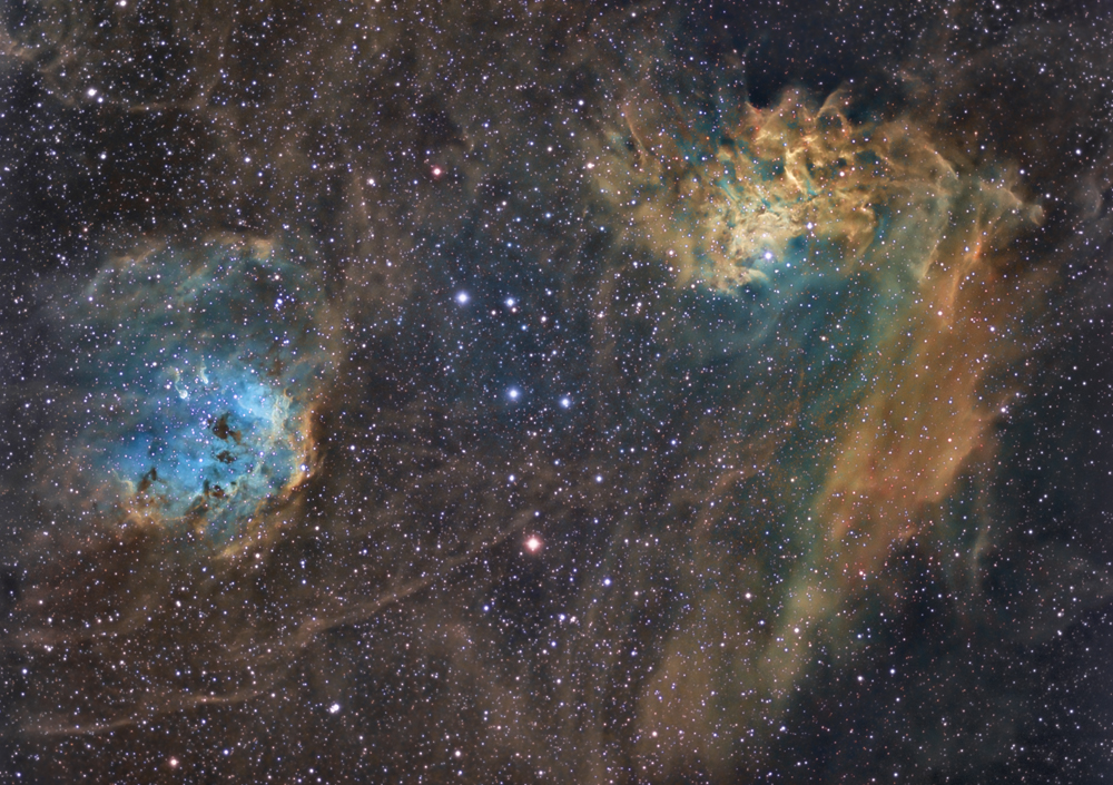 Nébuleuses du têtard et de l'étoile flamboyante (IC410 et IC 405) en SHO IC-405-IC410-Kizilian-1000