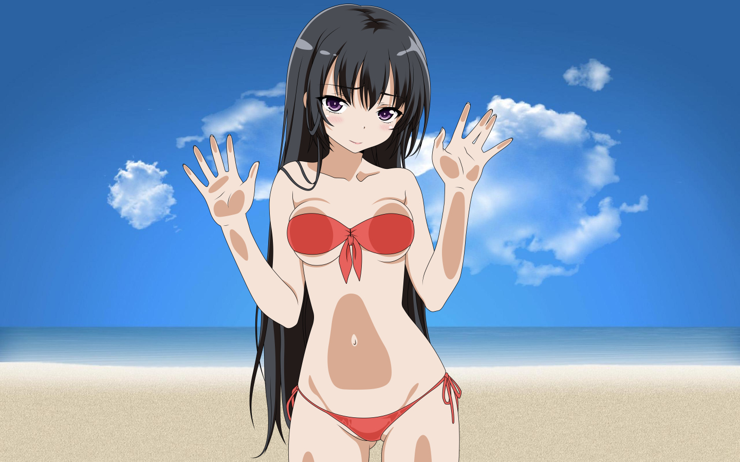 I Hate Water.. Konachan.com%20-%20125914%20beach%20bikini%20black_hair%20blush%20boku_wa_tomodachi_ga_sukunai%20long_hair%20mikazuki_yozora%20purple_eyes%20swimsuit