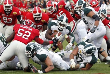 MSU topples Georgia, 33-30 in 3OT; Gators & Ducks win, too Ap-201201021658610959471.1