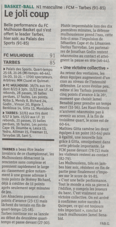 [J.07] FC MULHOUSE - Union Tarbes Lourdes Pyrenees Basket : 91-85 2015-10-31_DNA