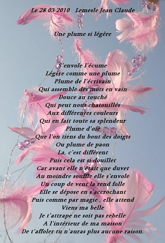 une plume si legere poeme de jcl Rb7j8xq6