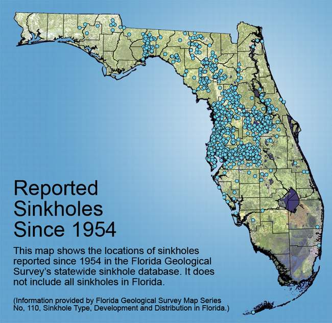 SINKHOLES : LE PHENOMENE S'ACCELERE Sinkholetype-near-map