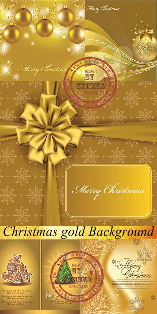 Stock: Christmas gold Background Vector Illustration Page1