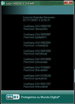 KeyGenerador de Usuarios y Contraseñas para NOD32 656ae0qwl