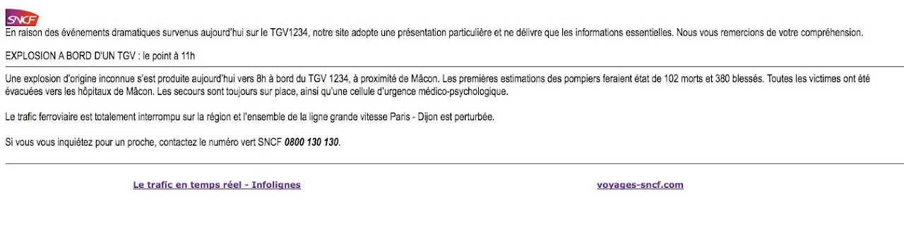 La SNCF s'explique après avoir annoncé 102 morts par erreur Sncf