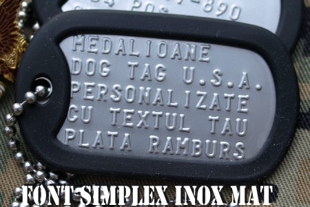 Medalioane DOG TAG personalizate cu textul dorit sau cu logo-ul echipei . Simplex