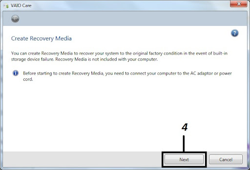 Cách tạo đĩa Recovery cho Sony Vaio sử dụng Windows 7 Vaiocare3