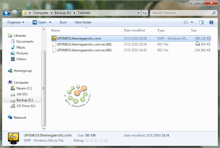 เทคนิคการรวมไฟล์นามสกุล 001, 002, 003, ... ด้วยโปรแกรม 7-Zip 7zE04