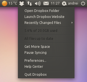 Настройка Unity в Ubuntu 11.04 Dropbox-appindicator