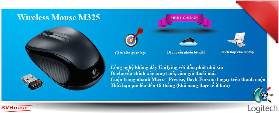 HN-Bán Phân Phối,Lẻ Chuột Không Dây Logitech (giá tốt fullvat)  M325_svhouse