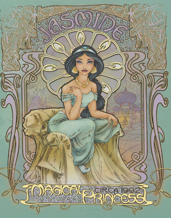 princesse disney - Créations DeviantArt [Princesses Disney] - Page 3 Art-Nouveau-Disney-Princesses-jasmine-ariel-snow-white