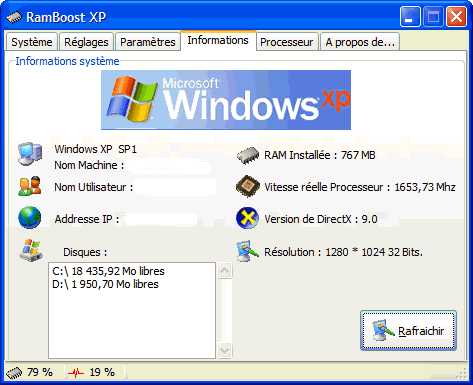 RamBoost XP 4.0.6.324 =>> Vite vite Informations