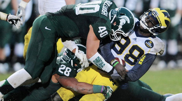 Things beat less often than the Tiger bullpen.... Gardner-sacked-vs-MSU-11-2-13